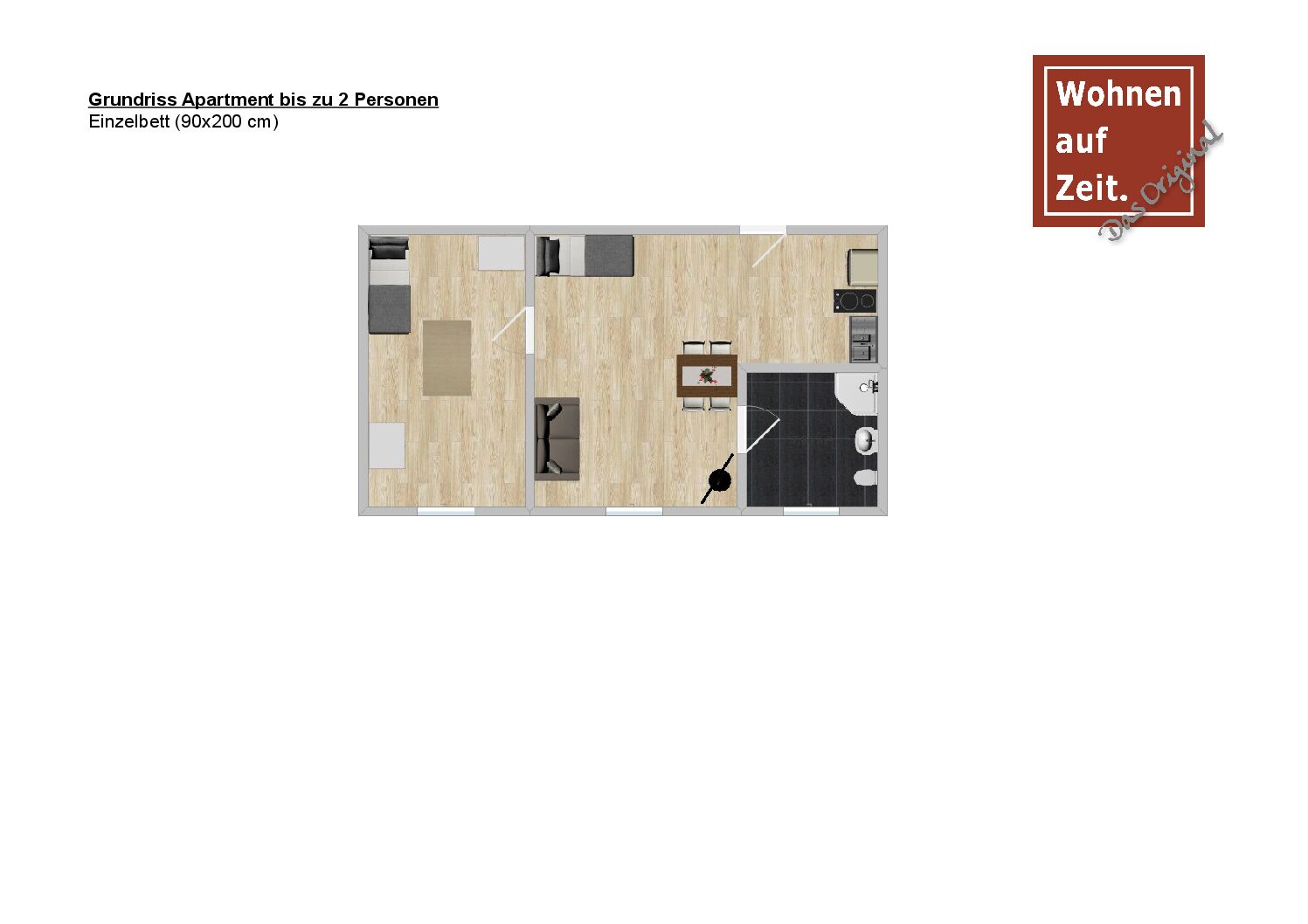 Grundriss 2-Personen-Apartment